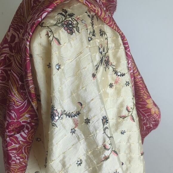 Whimsical Fairycore Recycled Silk Boho Embroidered Wrap Skirt Women's One size - Picture 8 of 11